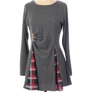 Perfect for Fall & Back to School Grey Plaid Tunic Top 1X 2X 3X
